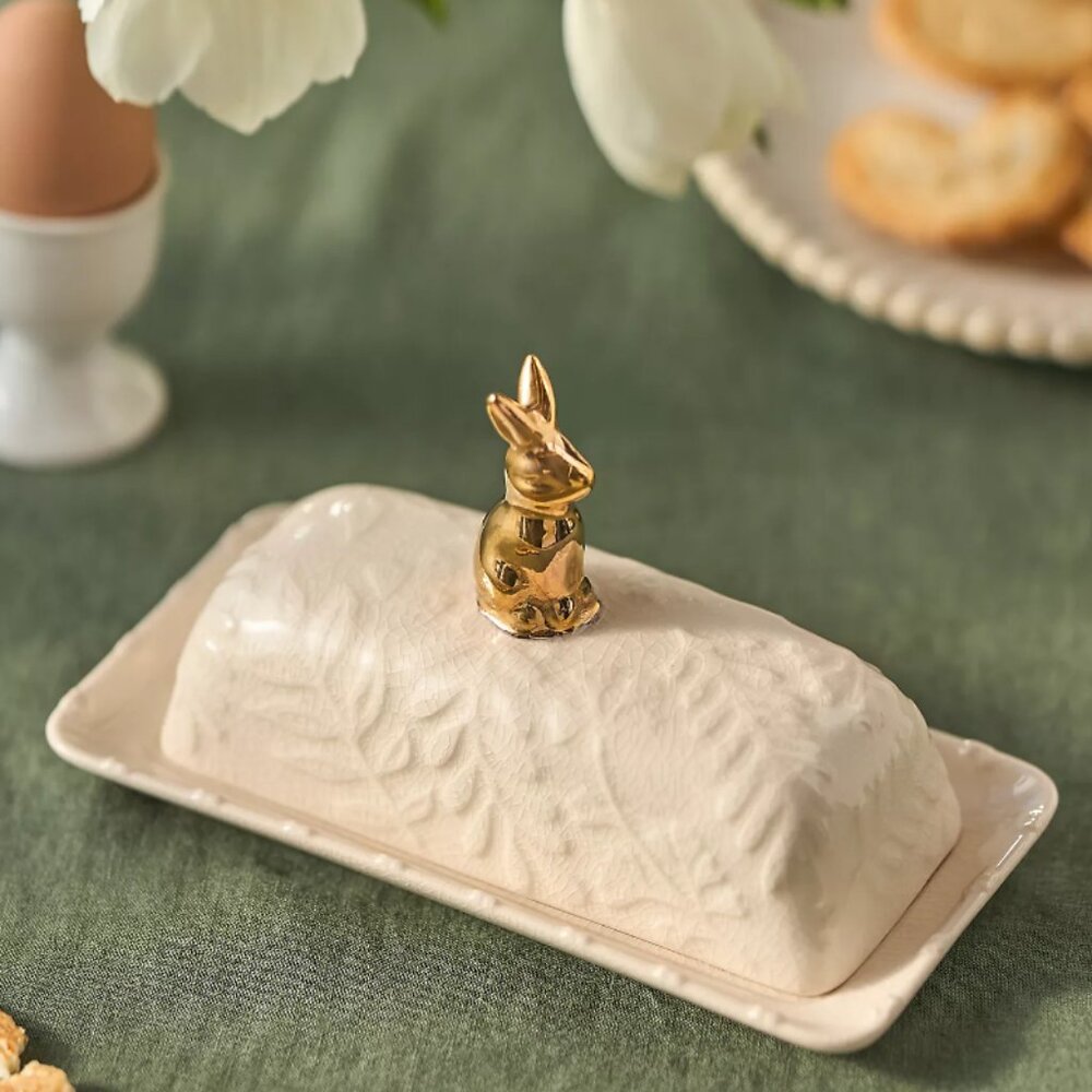 Bunny Stoneware Butter Dish